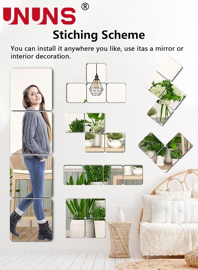 UNUNS 3D Mirror Wall Sticker Tiles,Non-Breakable Acrylic Full Length Wall Mirror Tiles,40cm x40cm 3Pcs Flexible Plastic Mirror,Full Body Mirror Tiles For Bedroom,Home Gym,Home Wall Decor - Image 2