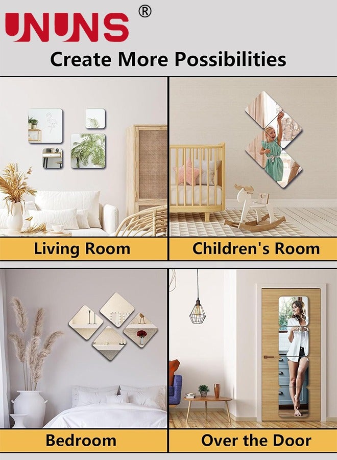 UNUNS 3D Mirror Wall Sticker Tiles,Non-Breakable Acrylic Full Length Wall Mirror Tiles,40cm x40cm 3Pcs Flexible Plastic Mirror,Full Body Mirror Tiles For Bedroom,Home Gym,Home Wall Decor - Image 5