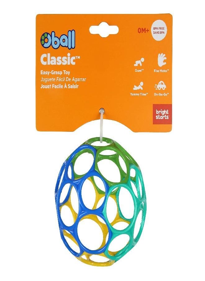 Bright Starts - Bright Starts Oball Classic Easy-Grasp Toy - Blue/Green, Ages Newborn + - Image 1