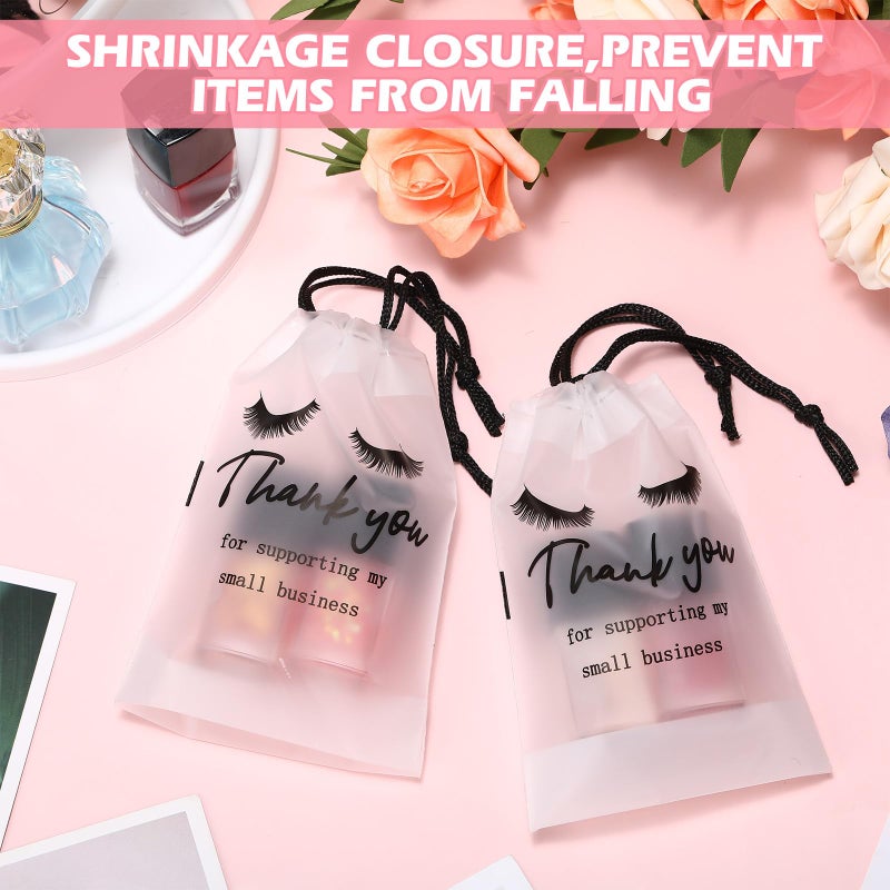 Abbylike 100 Pcs Eyelash Aftercare Lash Bags for Clients Eye Lash Print Drawstring Makeup Bag Empty Beauty Gift Cosmetic Sample Pouch for Women Small Business Supplies, 4 x 6 in(White) - Image 5