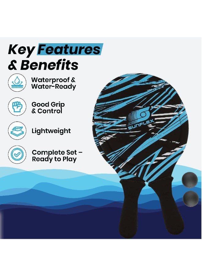 صنفليكس مجموعة بيتش بول أكشن برو من صن فليكس  مضارب من النيوبرين مع كرات للعب الشاطئي والمائي والخارجي - Image 3