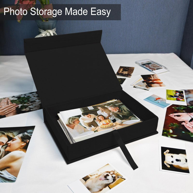 Sprsthai 5x7 Archival Photo Storage Box with Lid â€“ Stackable Memory Keepsake Organizer for Photos, Certificates, Jewelry & Scrapbooking Supplies Black - Image 4
