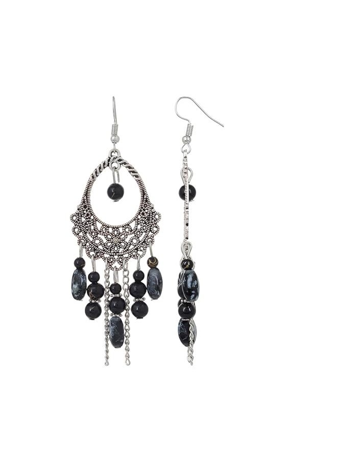 Shining Diva Fashion Oxidised Silver Bohemian Latest Traditional Earrings For Women And Girls Black 8928Er  - Image 2