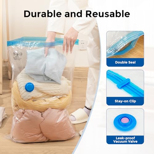 ETENWOLF 20 Pack Vacuum Storage Bags, Vacuum Seal Bags for Clothes and Travel, Space Saver Bags in Multiple Carry-On Sizes, Perfect for Luggage and Suitcases - Image 4