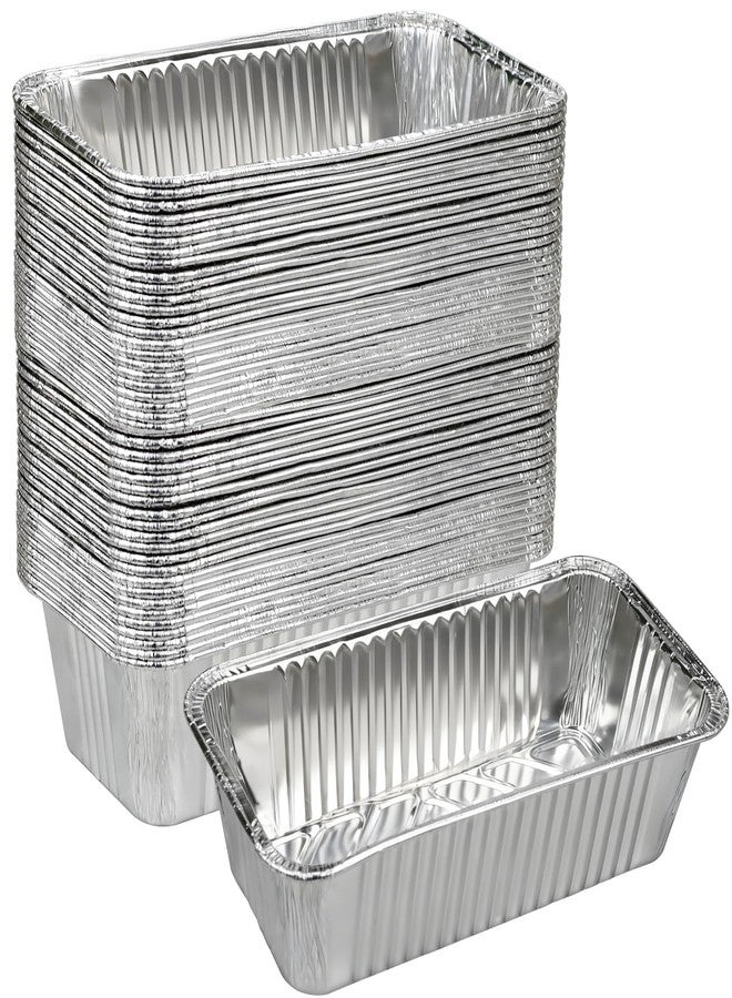 Findful 2 LB Disposable Aluminum Foil Loaf Pans, 50 Pack - 8.5"x4.5"x2.5" Heavy Duty Aluminum Foil Bread Tins for Perfect Banana Bread, Cakes & Meatloaf - Non-Stick, Even Baking, Easy Release - Image 1