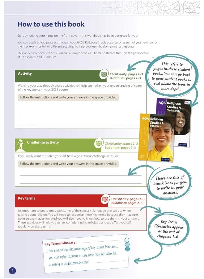 AQA GCSE Religious Studies A (9-1) Workbook: Themes through Christianity and Buddhism for Paper 2  - Image 2