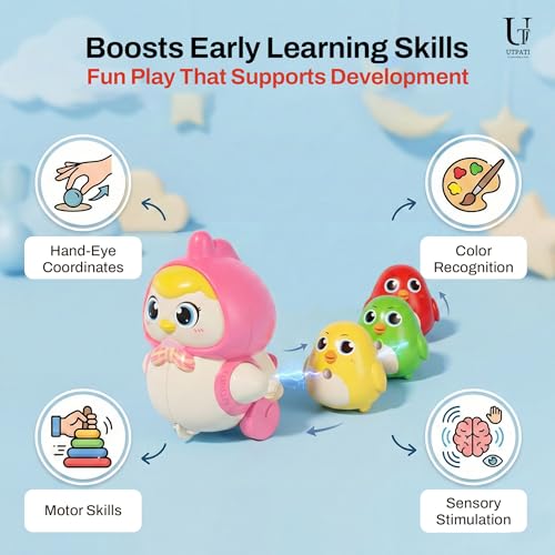 UTPATI Chicken Toys for Kids, Swinging Chain String Magnetic Hen with Chick Learning to Crawl Spring Toy, Crawling Wind-up Duck, Walking Chicken Cute Windup Toy for Boys Girls Toddler - Image 4
