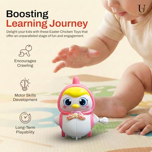 UTPATI Chicken Toys for Kids, Swinging Chain String Magnetic Hen with Chick Learning to Crawl Spring Toy, Crawling Wind-up Duck, Walking Chicken Cute Windup Toy for Boys Girls Toddler - Image 5