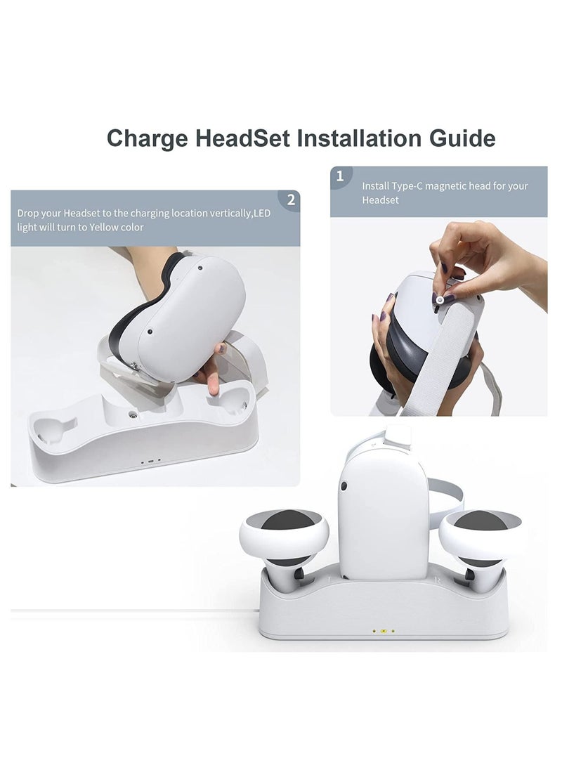 Generic - Tech Magnetic Charging Dock for Oculus Quest 2 and Touch Controllers VR Fast Charger Station Headset Stand Mount for Oculus Quest 2 - Image 1