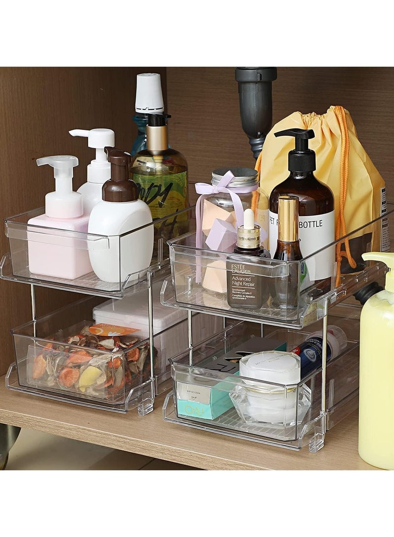 U-HOOME 2-Tier Under Sink Cabinet Organizer with Dividers, Multi-Purpose Slide-Out Storage Container, Pull Out Under Sink Organizer Shelf,Under Sliding Cabinet Basket Organizer for Bathroom, Kitchen - Image 2
