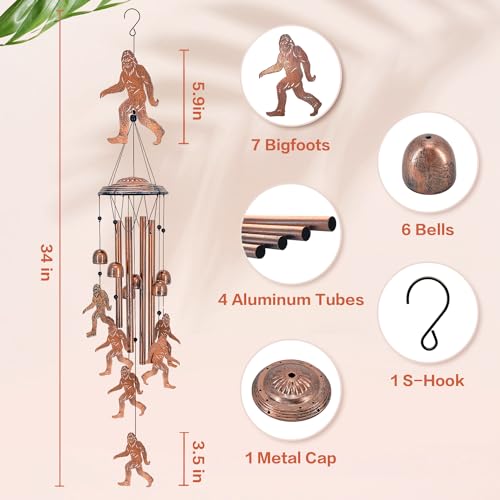 TIGGSY Bigfoot Wind Chimes Outdoor Big Foot Sasquatch Gifts for Men/Women/Dad/Grandpa Birthday Gift Memorial Gift Metal WindChimes for Outside/Indoors, Home, Lawn, Porch, Patio, Garden Decor, Yard Decoration - Image 5