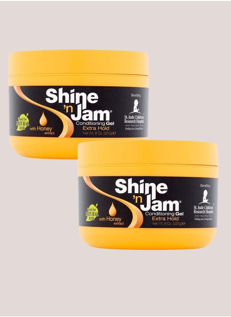 Shine 'n Jam - Pack Of 2 AMPRO SHINE N JAM CONDITIONING GEL 8OZ EXTRA HOLD 227g - Image 1