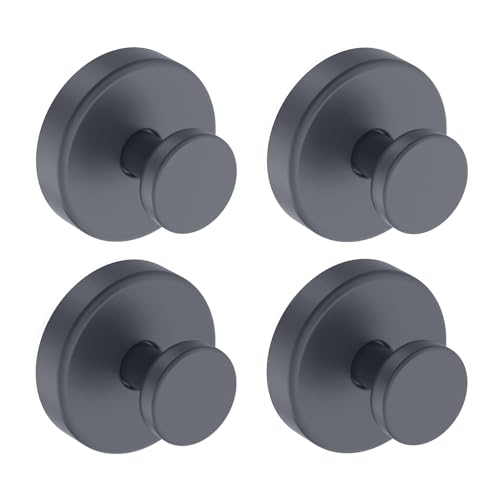 Bntuk Suction Cup Hooks for Shower Removable Towel Hooks for Bathroom Window Glass Door Wall Bath Robe Looafh Hook for Hanging 4 Pack Grey - Image 1