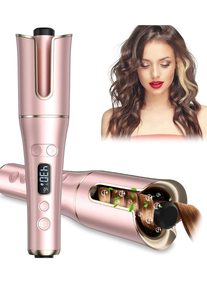 Joshberg Automatic Curling Iron, Auto Hair Curler Wand with 4 Temperatures & 3 Timers & LCD Display, Curling Iron with 1" Large Rotating Barrel, Dual Voltage Auto Shut-Off Spin Iron for Hair Styling  - Image 1