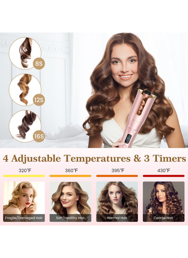 Joshberg Automatic Curling Iron, Auto Hair Curler Wand with 4 Temperatures & 3 Timers & LCD Display, Curling Iron with 1" Large Rotating Barrel, Dual Voltage Auto Shut-Off Spin Iron for Hair Styling  - Image 3