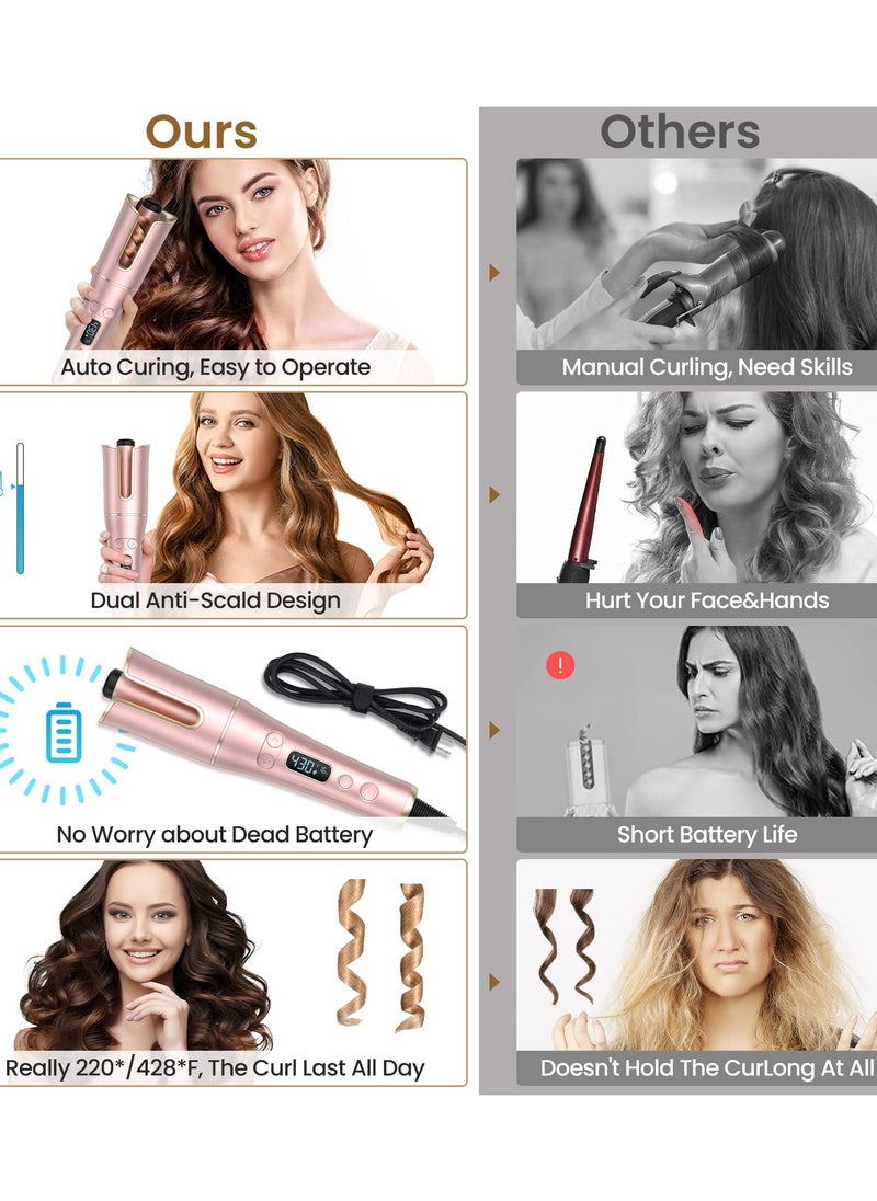 Joshberg Automatic Curling Iron, Auto Hair Curler Wand with 4 Temperatures & 3 Timers & LCD Display, Curling Iron with 1" Large Rotating Barrel, Dual Voltage Auto Shut-Off Spin Iron for Hair Styling  - Image 5