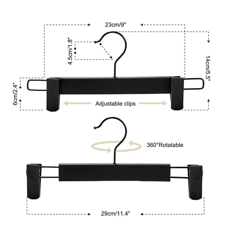 GUANJUNE 10 Pack Clothes Pants Hangers, Space-Saving Skirt Holders with 360 Â° Swivel Hooks, Adjustable Clips, Trouser Coat Garment Jeans Black - Image 3