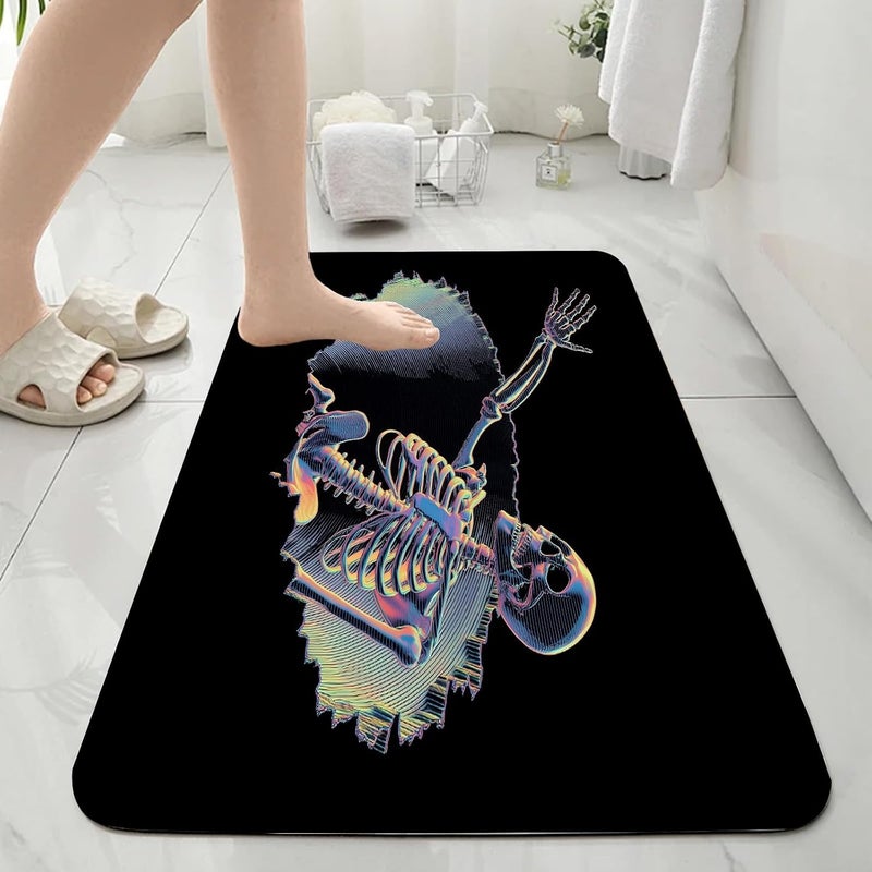 3D Hole Bathroom Rug, Optical Illusion Bathmat, Skeleton Skull Rugs for Bathroom, Cool Modern Black Bath Rug, Diatomaceous Earth Bath Mat, Quick Dry & Non Slip & Absorbent, 5' x 7' - Image 3