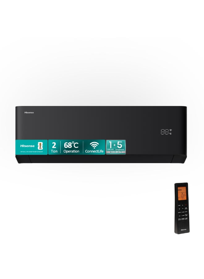 Hisense 2 Ton Inverter Split AC,Air Conditioner,23900 BTU with Rotary R32 compressor, Cooling up to 68℃,Elegant Indoor Panel Design,Hi Nano Function,WiFi-connected,4 in 1 filter, Super Mode Fast Cooling, ECO/Smart/Sleep Mode, ESMA 2 Star Energy Saving AS-24TF2RFWHBB Black - Image 1