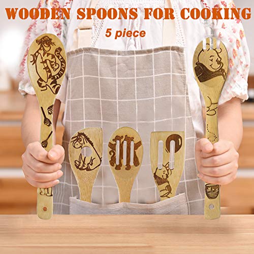 FUTERLY 5 PCS Cartoon Wooden Spoons for Cooking,Winnie the Bear Kitchen Accessories,Cute Tiger Spatula for Kitchen Decor,Winnie Bear Kitchen Stuff,Winnie Bear Gifts for Women,Mothers Day Gifts - Image 5
