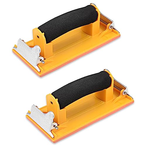 Hubaow Hand Sander, Sandpaper Holder with Sponge Handle, 7 x 3.5 inch Manual Hand Sanding Block for Drywall Wood Metal Furniture Polishing, 2 Pack - Image 1