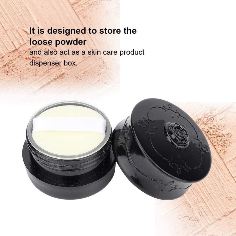 OUKA Loose Powder Container, Portable Powder Case Makeup Powder Container Empty Portable for Travel with Powder Puff(black) - Image 3
