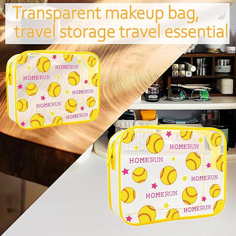 TREALDATE حقائب مكياج شفافة معتمدة من TSA - 2 عبوة، حقائب سفر شفافة لمنتجات العناية الشخصية، حقيبة مطابقة لمتطلبات المطار، كرة قاعدة - Image 3