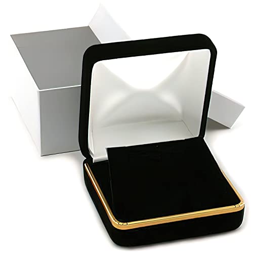 FindingKing Black Velvet Necklace Pendant Gift Box with Brass Trim - Image 3