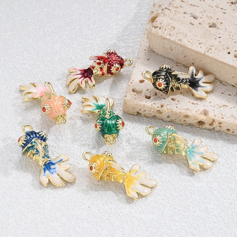 3pcs Colorful Enamel Koi Metal Pendants for Jewelry Making DIY Necklace Bracelet - Image 5