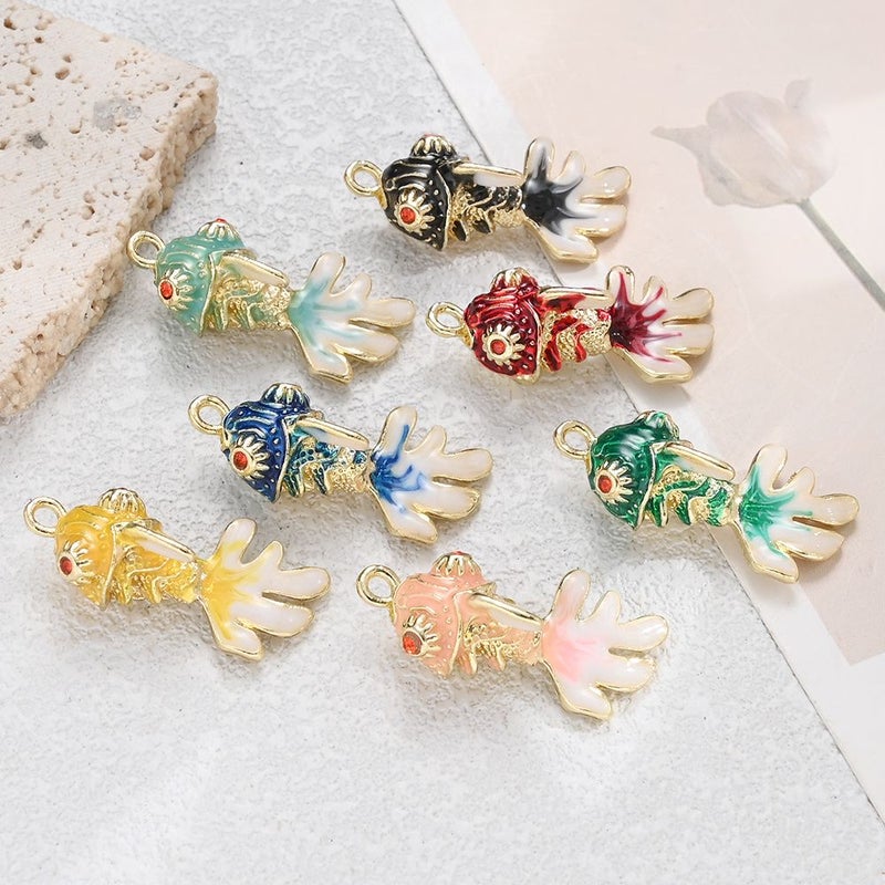 3pcs Colorful Enamel Koi Metal Pendants for Jewelry Making DIY Necklace Bracelet - Image 1