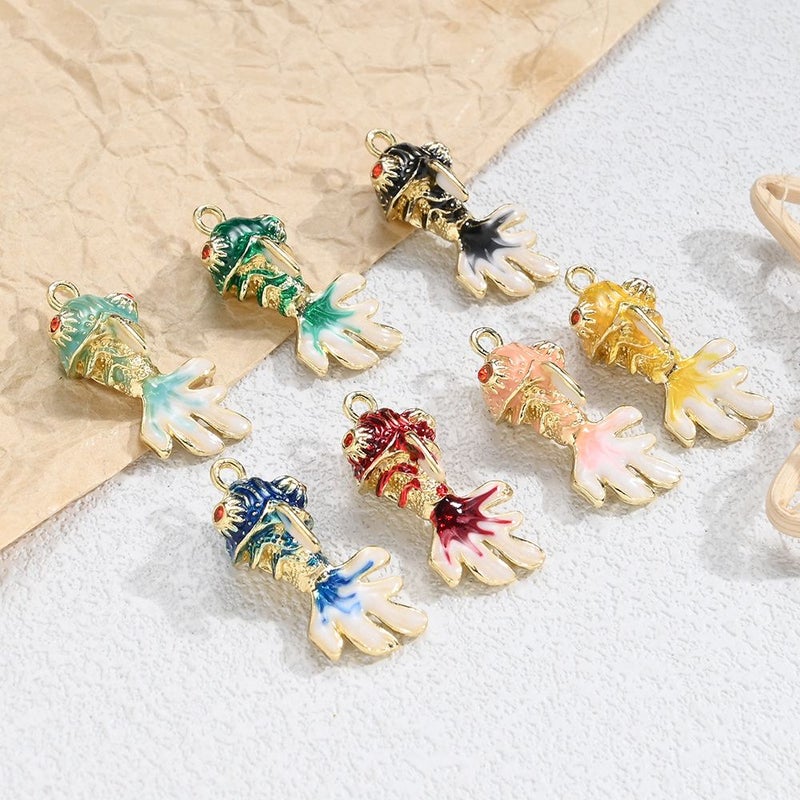 3pcs Colorful Enamel Koi Metal Pendants for Jewelry Making DIY Necklace Bracelet - Image 3