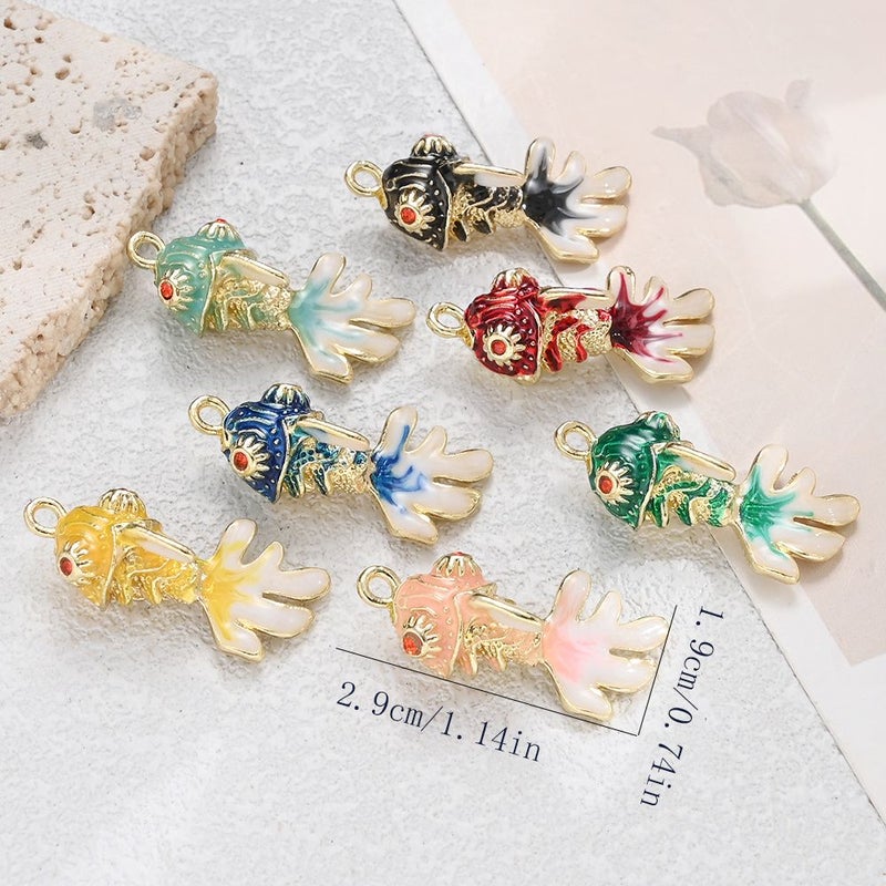 3pcs Colorful Enamel Koi Metal Pendants for Jewelry Making DIY Necklace Bracelet - Image 4