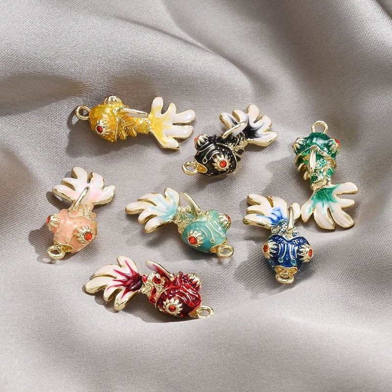 3pcs Colorful Enamel Koi Metal Pendants for Jewelry Making DIY Necklace Bracelet - Image 2