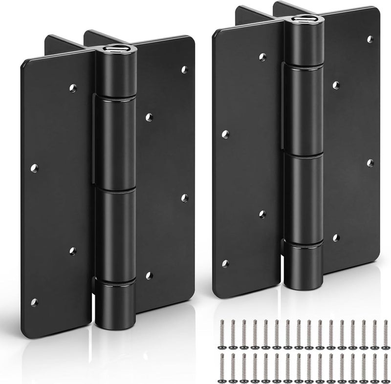 UCDOET Upgraded 5.75" Aluminum Self Closing Gate Hinges, Fence Gate Hinge for Aluminum | Vinyl | Iron | Wood Gates, Self Closing Force Adjustable Spring Hinges -1Pair (Black) - Image 1