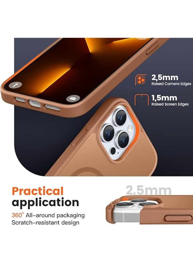 Compatible with iPhone 13 pro max Case for Magnetic iPhone 13 pro max Phone Case, [Compatible with Magsafe] Slim Translucent Matte Shockproof Bumper Drop Protection Girls Women Boy Cover, Brown - Image 4