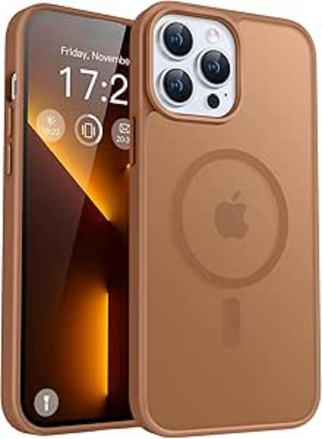 Compatible with iPhone 13 pro max Case for Magnetic iPhone 13 pro max Phone Case, [Compatible with Magsafe] Slim Translucent Matte Shockproof Bumper Drop Protection Girls Women Boy Cover, Brown - Image 1