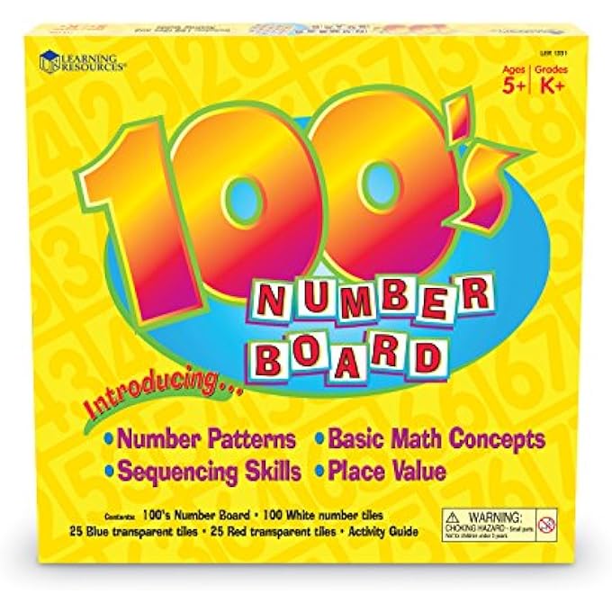 HUNDRED NUMBER BOARD, PLASTIC - EDUCATIONAL NUMBER BOARD - AGES 5 - 9 - 1+ - Image 2