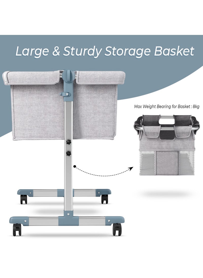 Baby Bedside Crib With Mosquito Net - Grey, 95x60x80 Cm