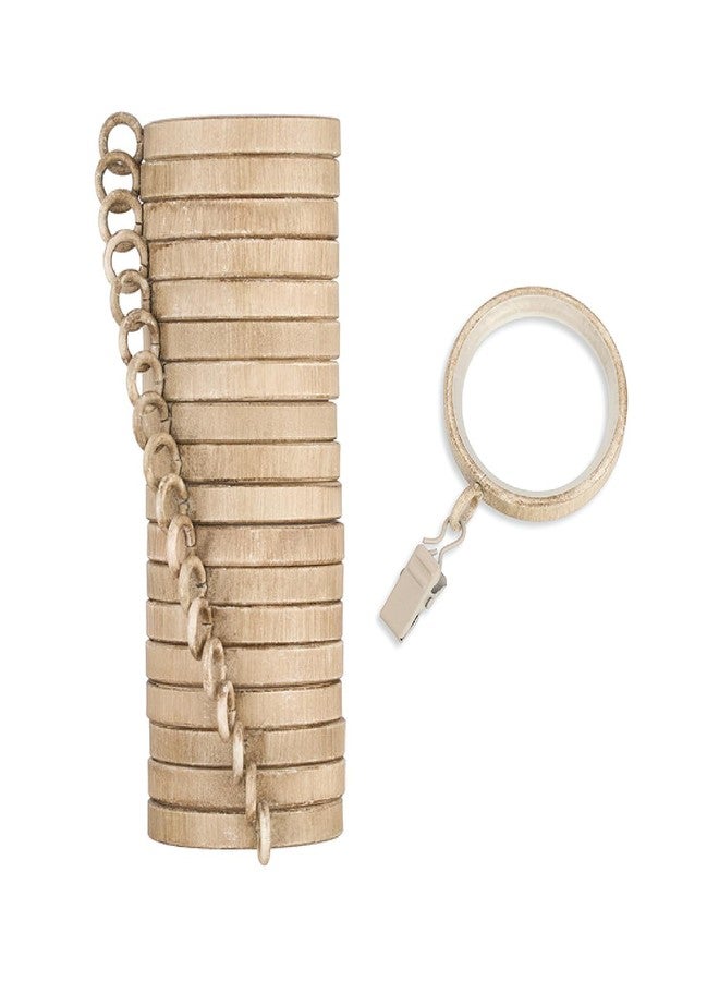 مود سلسلة مود كامبريا ديزاينر - حلقات ستائر فاخرة سهلة الانزلاق، 18 حلقة - معدنية مع حشوات نايلون ناعمة وهادئة مزودة بمشابك - قطر 2 بوصة (قطر داخلي 1-5/8 بوصة) - لون خشب البلوط المعتق - Image 1