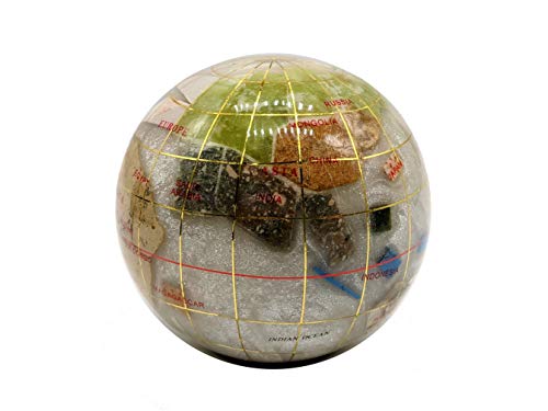 Unique Art Since 1996 Unique Art 3-Inch Pearl Swirl Ocean Gemstone World Globe Paper Weight - Image 4