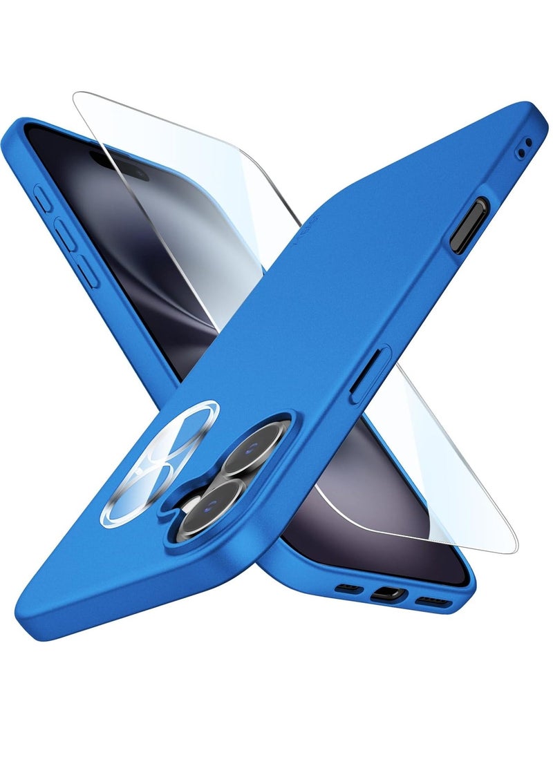 Raxoom iPhone 16 Case Ultra-Thin Matte Blue Cover with Upgraded Camera Lens & Screen Protectors â€“ Slim, Shockproof, Anti-Scratch Soft Touch Case - Image 1