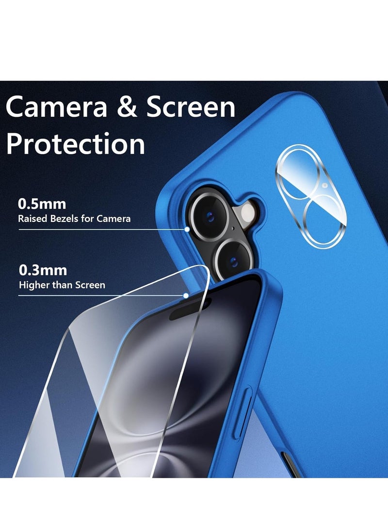 Raxoom iPhone 16 Case Ultra-Thin Matte Blue Cover with Upgraded Camera Lens & Screen Protectors â€“ Slim, Shockproof, Anti-Scratch Soft Touch Case - Image 3