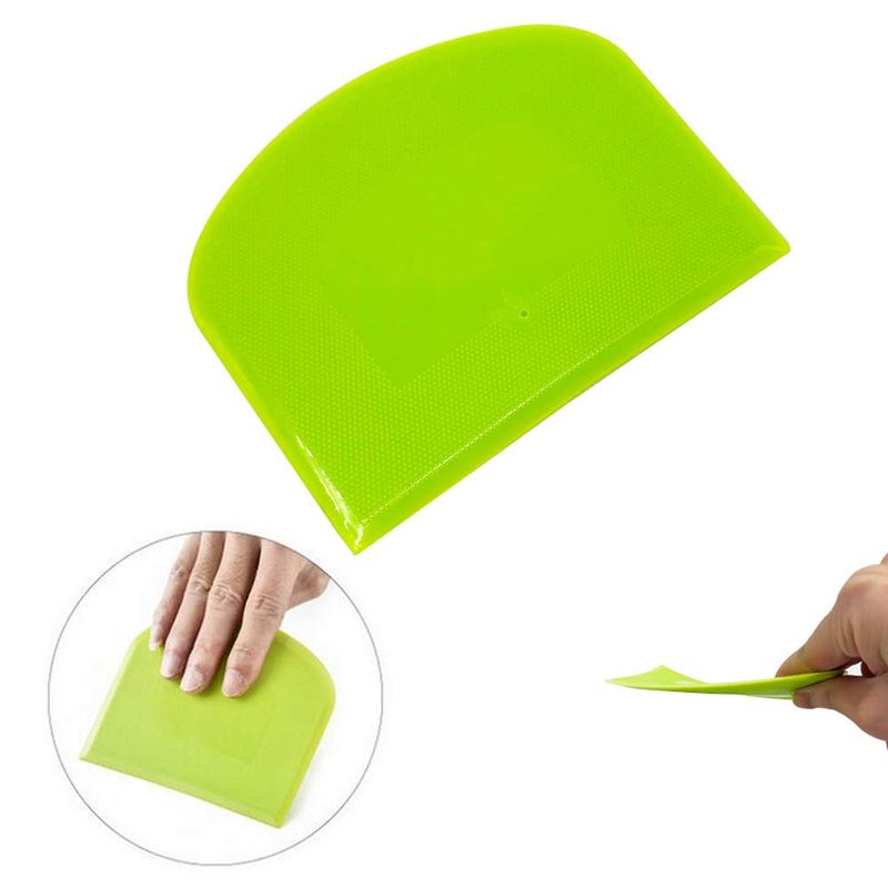 lasenersm 2 Pieces Dough Scraper Bowl Scraper Food-safe Plastic Dough Cutter Flexible Plastic Scraper Practical Bench Scraper Multipurpose Food Scrappers for Bread Dough Cake Fondant Icing, White, Green - Image 4