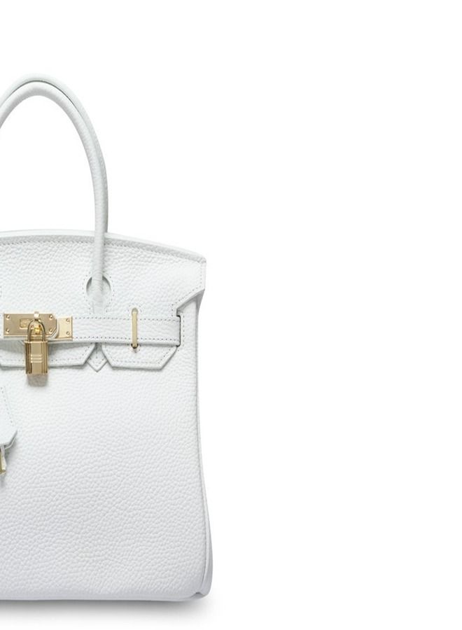 Loquat Gold Buckle Leather Handbag White  - Image 2