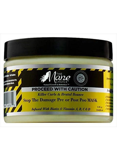 THE MANE CHOICE - Proceed With Caution Killer Curls & Brutal Bounce Stop The Damage Pre or Post Poo Mask (12 oz)