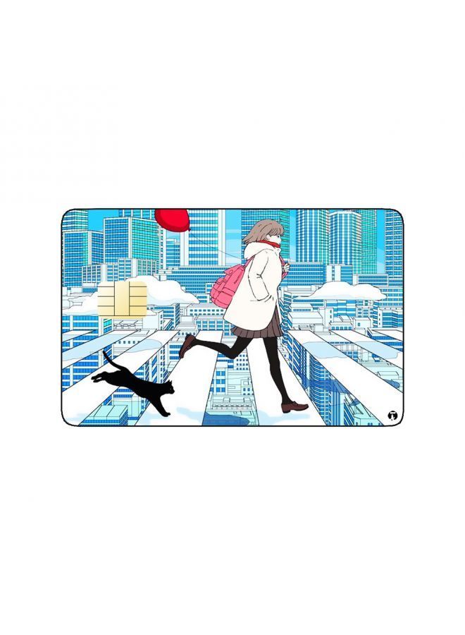 RKN PRINTED BANK CARD STICKER Aesthetic Girl Drawing With Cat And Balloon - Image 2