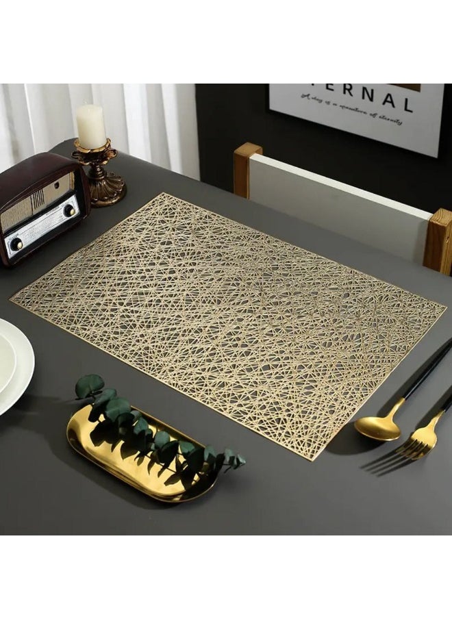 A very chic food serving coaster with a chic and elegant design, made of imported leather. A rectangular moon coaster for placing food plates and presenting them in an impressive way to your guests at the table, such as in hotels and the largest restaurants. It can be used as a placemat on a small table or nightstand, measuring 45 x 30 cm. Available in gold. A high-quality imported product. Pack of 6 pieces.