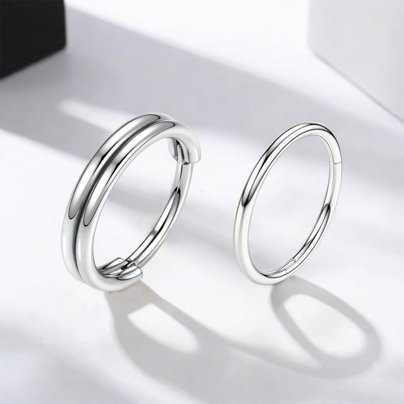 SEEDRILL 16G Cartilage Earrings for Women Men 316L Surgical Steel Conch Helix Rook Tragus Daith Labret Piercing Jewelry Double/Triple Hoop Septum Rings Hypoallergenic Lip Rings Silvery 8mm - Image 4