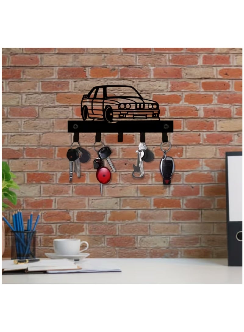 ROAD HQ حامل مفاتيح بتصميم سيارة معدني - منظم مفاتيح أنيق بشكل مركبة مع خطافات للمنزل، المرآب ومدخل المنزل (أسود) - Image 5
