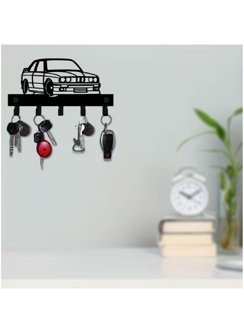 ROAD HQ حامل مفاتيح بتصميم سيارة معدني - منظم مفاتيح أنيق بشكل مركبة مع خطافات للمنزل، المرآب ومدخل المنزل (أسود) - Image 4